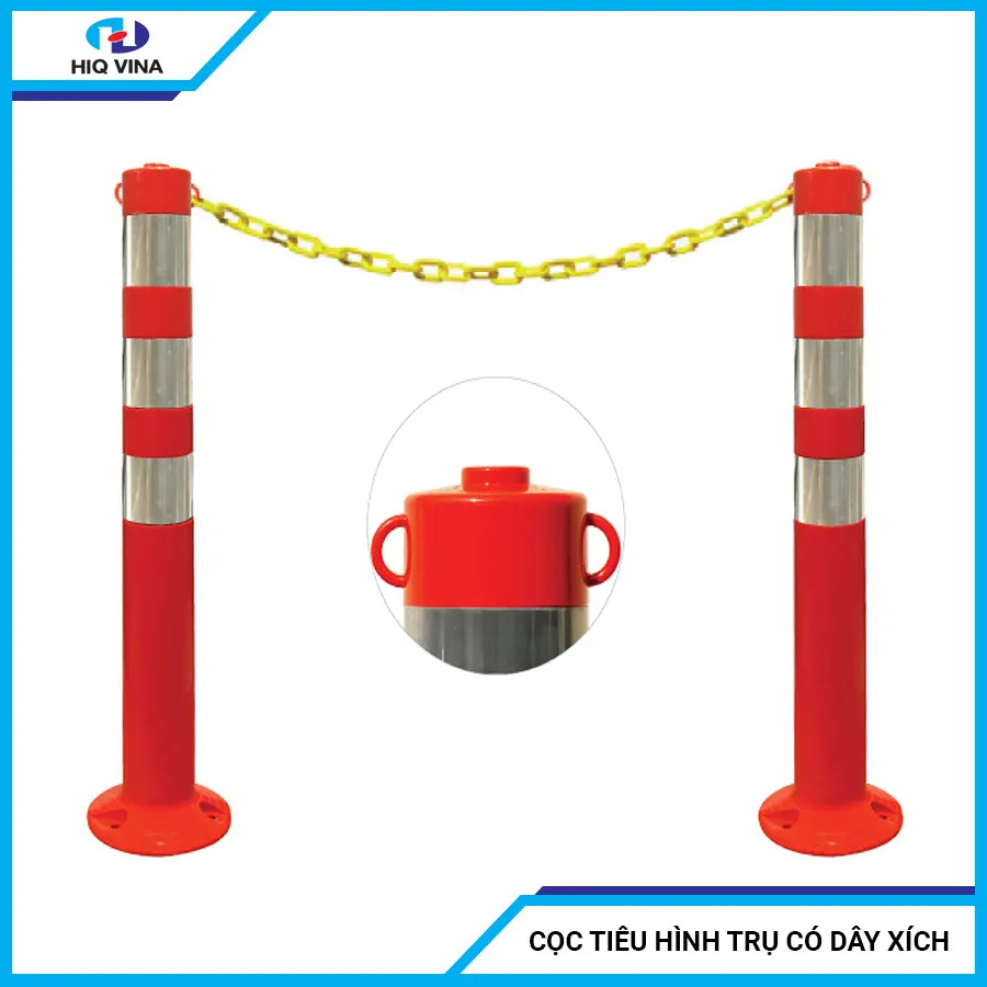 Cọc tiêu hình trụ có dây xích